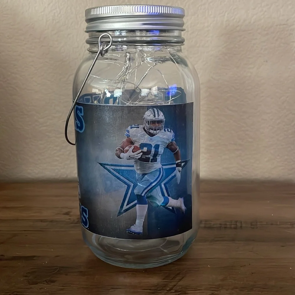 Dallas Cowboys Glass Light-Up Mason Jar